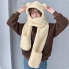 Autumn and winter hat, female bear, scarf, all-in-one female winter warm plush gloves, three-piece set, cute hooded ear-protecting Application Scenario